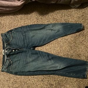 The skinny high rise short leg blue jeans from Abercrombie and Fitch